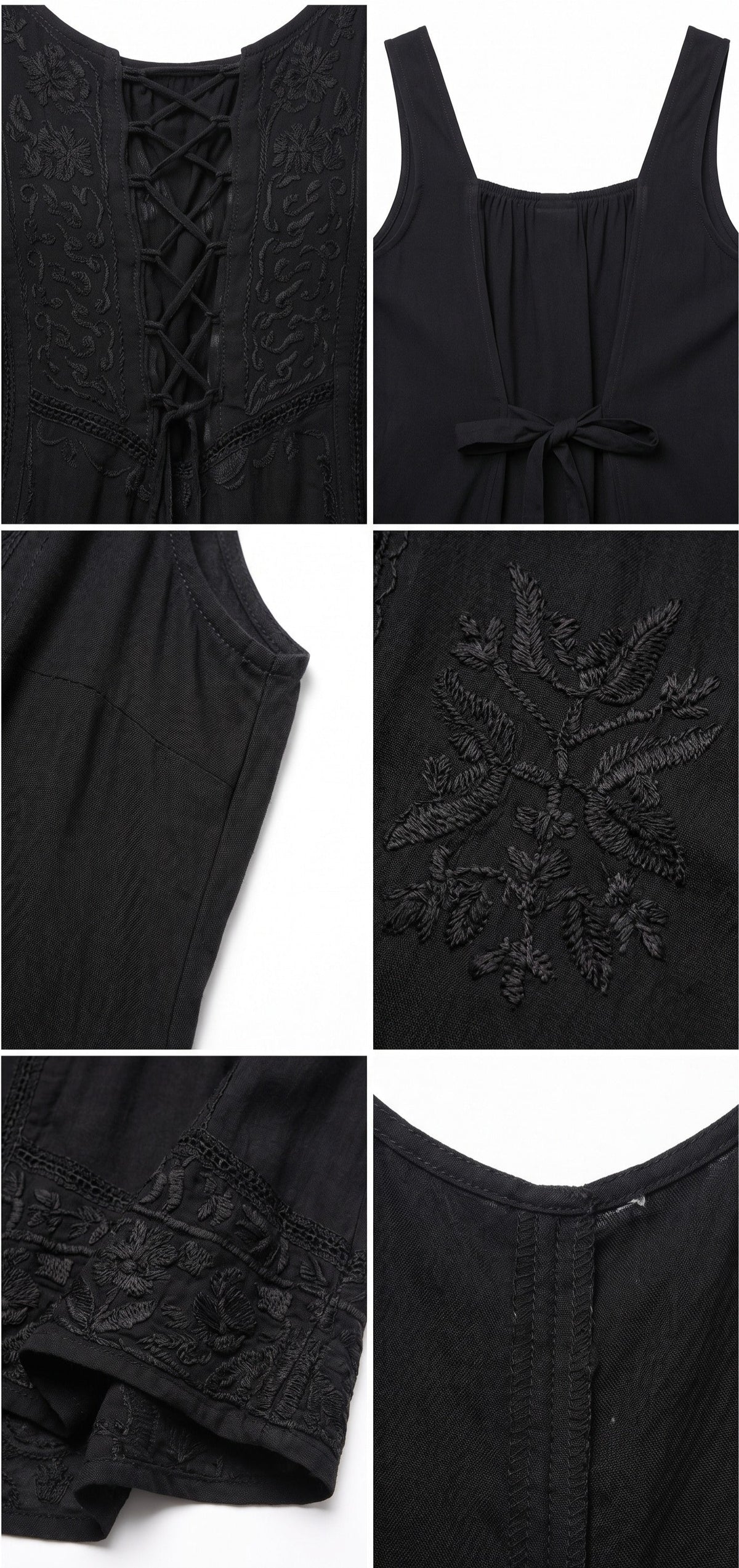 Sakkas Stella Long Tank Top Adjustable Caftan Corset Dress With Embroidery
