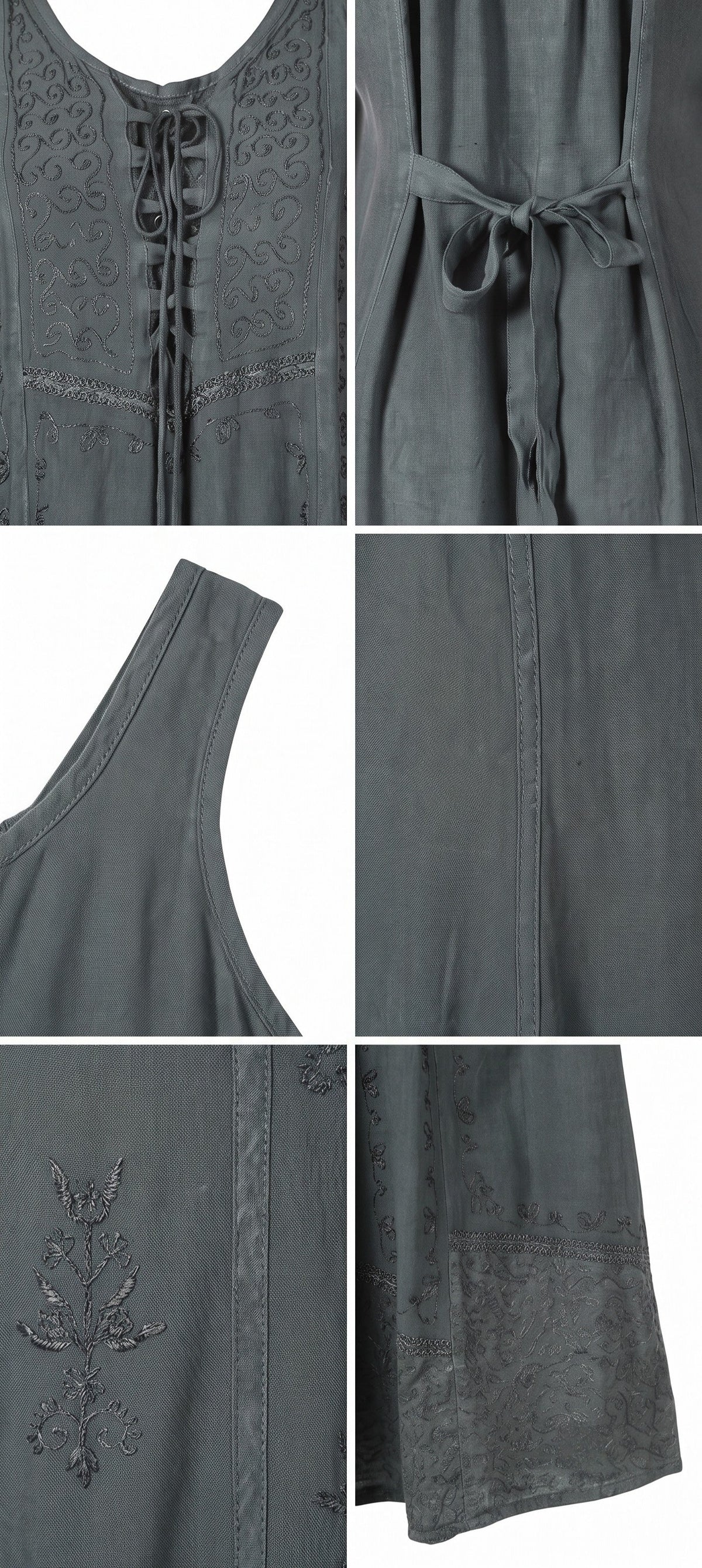 Sakkas Stella Long Tank Top Adjustable Caftan Corset Dress With Embroidery